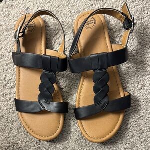 Wonder Nation Black Braided Girls Sandals Size 2